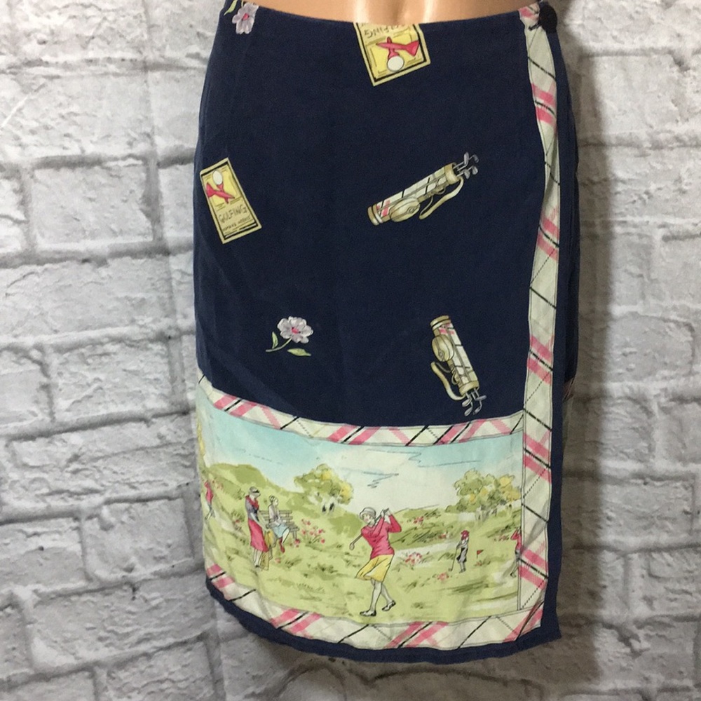 Chelsea Campbell Petites 100% Silk Golf Wrap Skirt